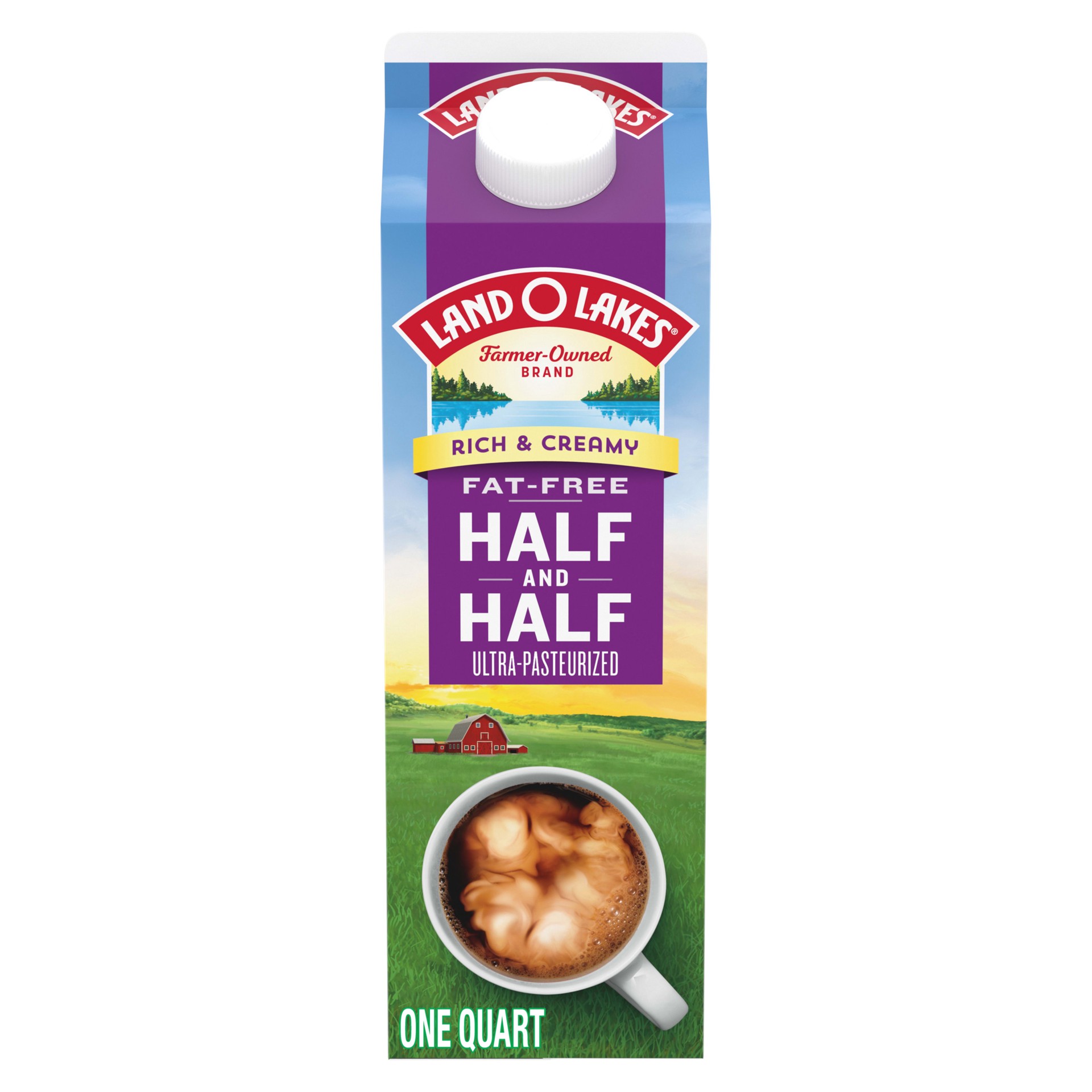 slide 1 of 5, Land O'Lakes Fat-Free Half And Half, Nonfat Coffee Creamer, 1 Quart, 32 fl oz