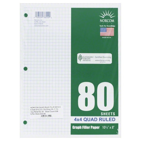 slide 1 of 1, Norcom Graph Paper, 80 ct