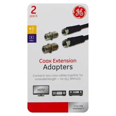 slide 1 of 1, GE Coax Cable Extension Adapter - Nickel, 2 ct