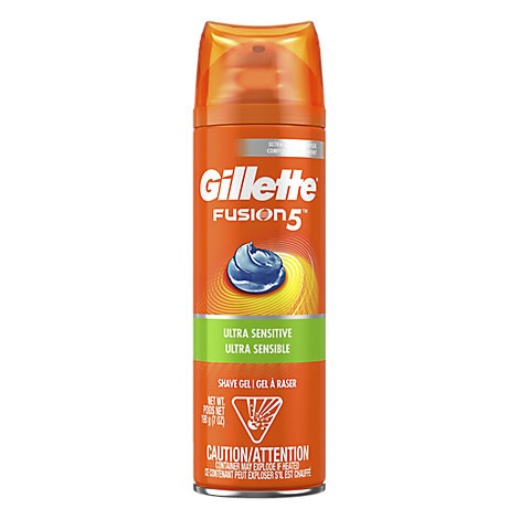 slide 1 of 1, Gillette Fusion 5 Shave Gel Ultra Sensitive, 7 oz