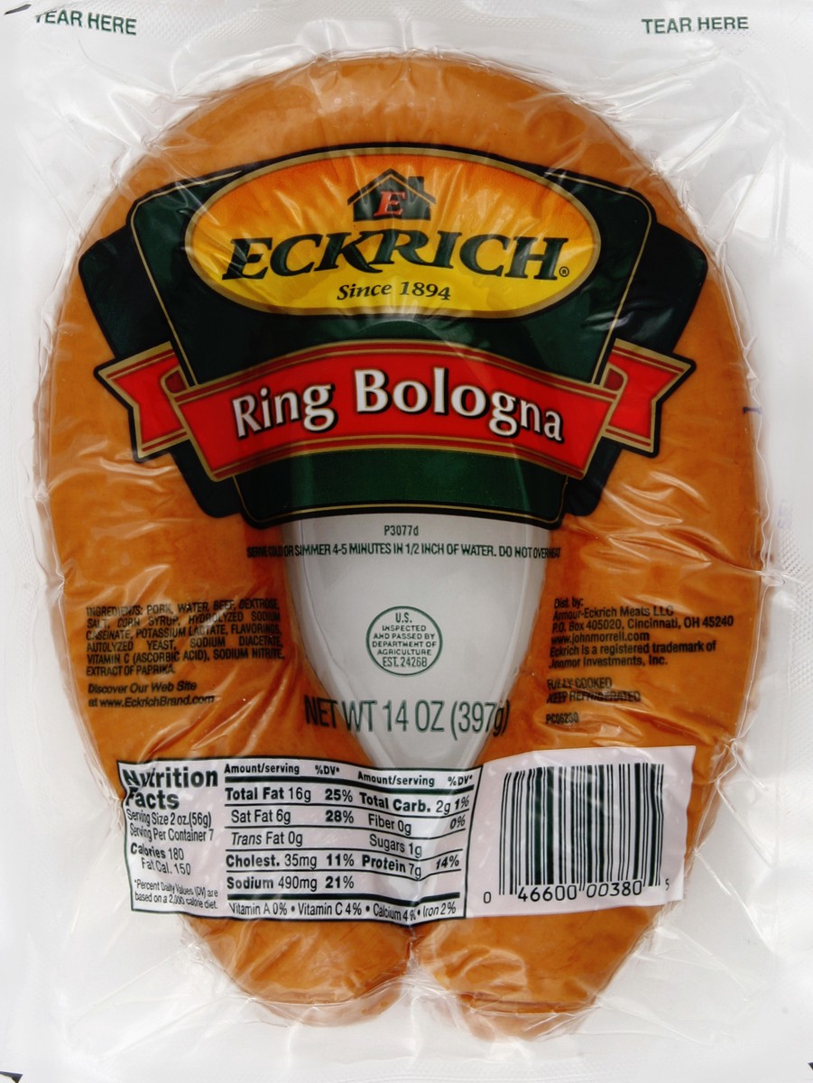 slide 5 of 5, Eckrich Ring Bologna, 14 oz