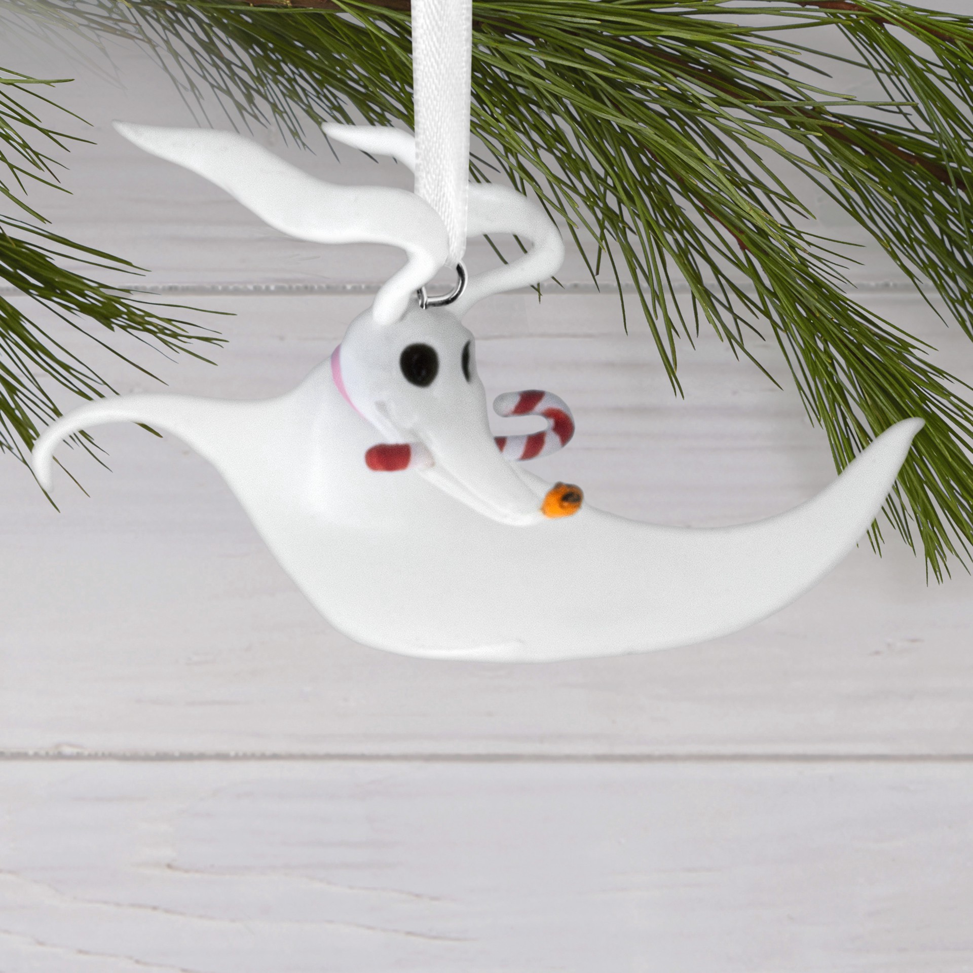 slide 6 of 6, Hallmark The Nightmare Before Christmas 2.25" Zero With Candy Cane Ornament, 2.25 in