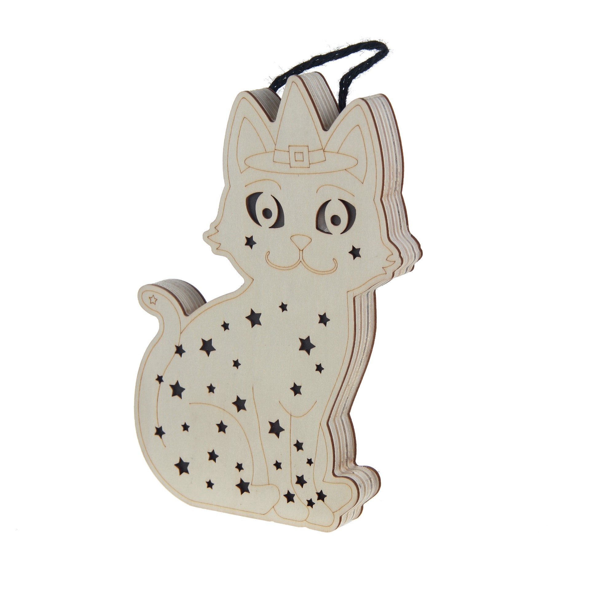 slide 2 of 3, 8.5" Witch Cat Diy Led Plywood Decor By Make Market, 8.5 in