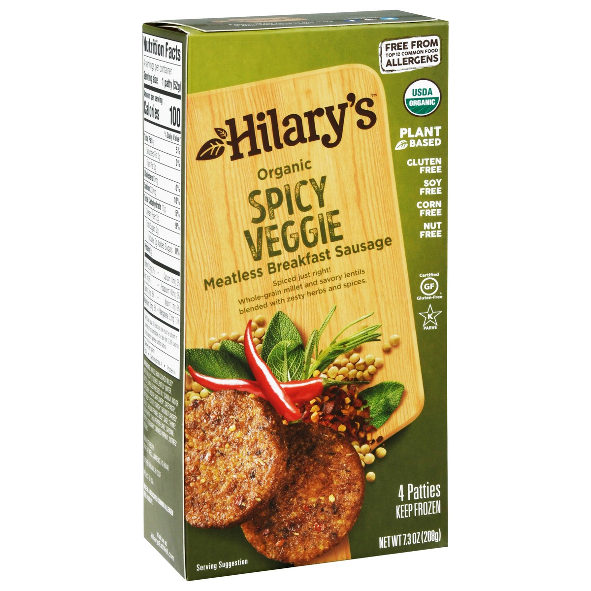 slide 2 of 9, Hilary's Eat Well Breakfast Sausage Veggie Spicy, 7.3 oz