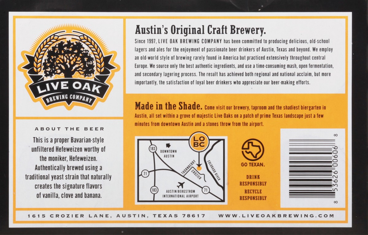 slide 5 of 9, Hefeweizen Live Oak Bavarian Weissbier Beer 6-6 fl oz Cans, 6 ct
