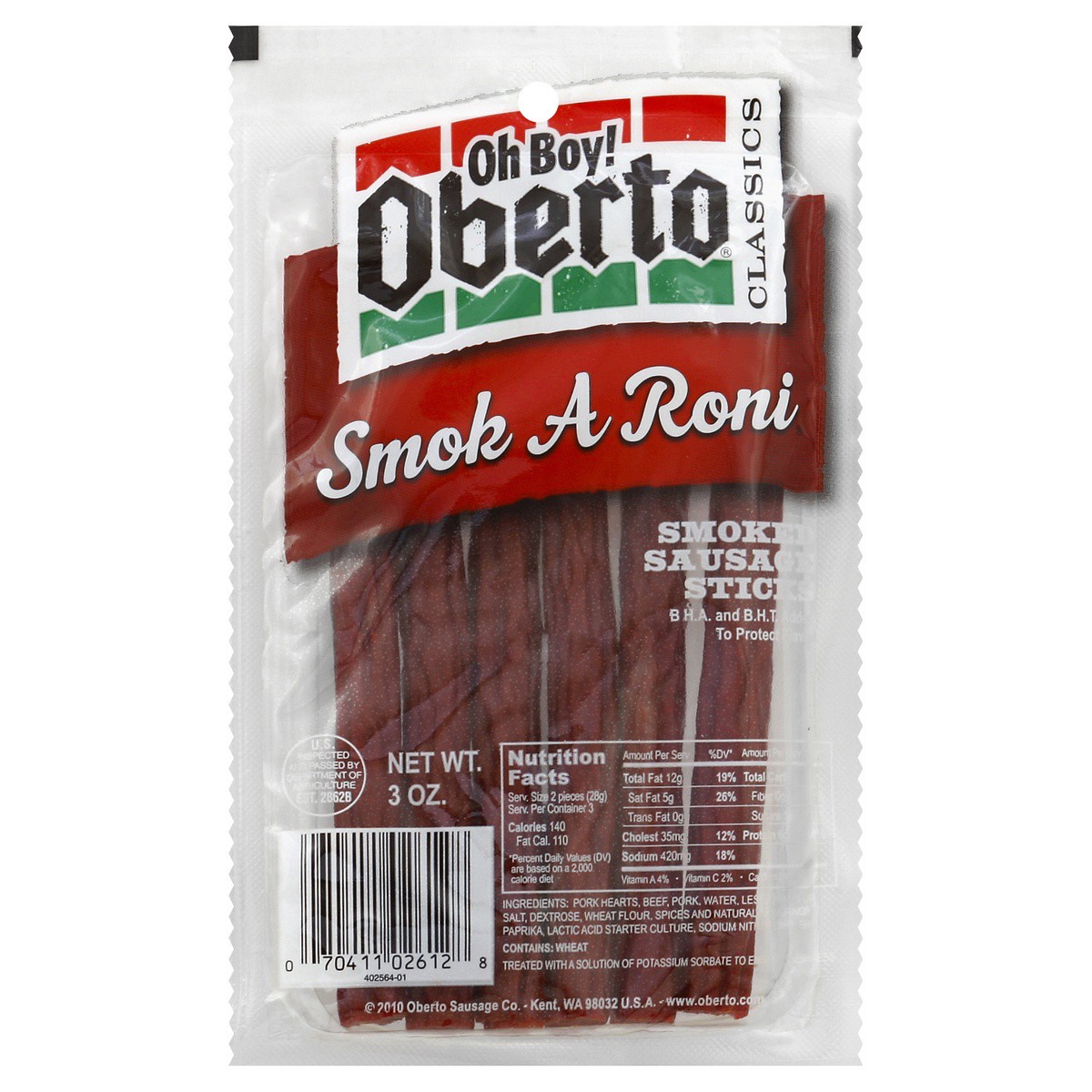 slide 1 of 3, Oberto Smoked Sausage Sticks, Smok a Roni, 3 oz