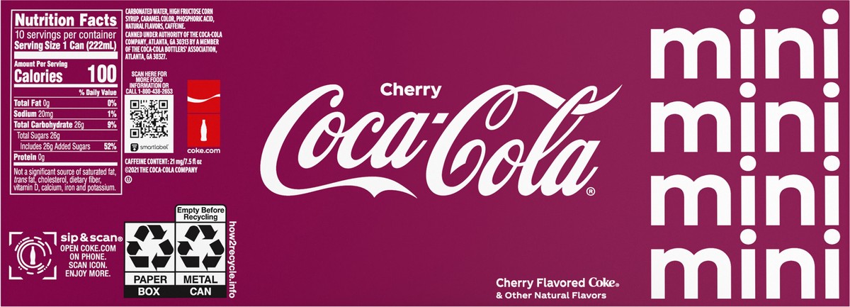 slide 9 of 9, Coca-Cola Cherry Fridge Pack Cans, 7.5 fl oz, 10 Pack, 10 ct