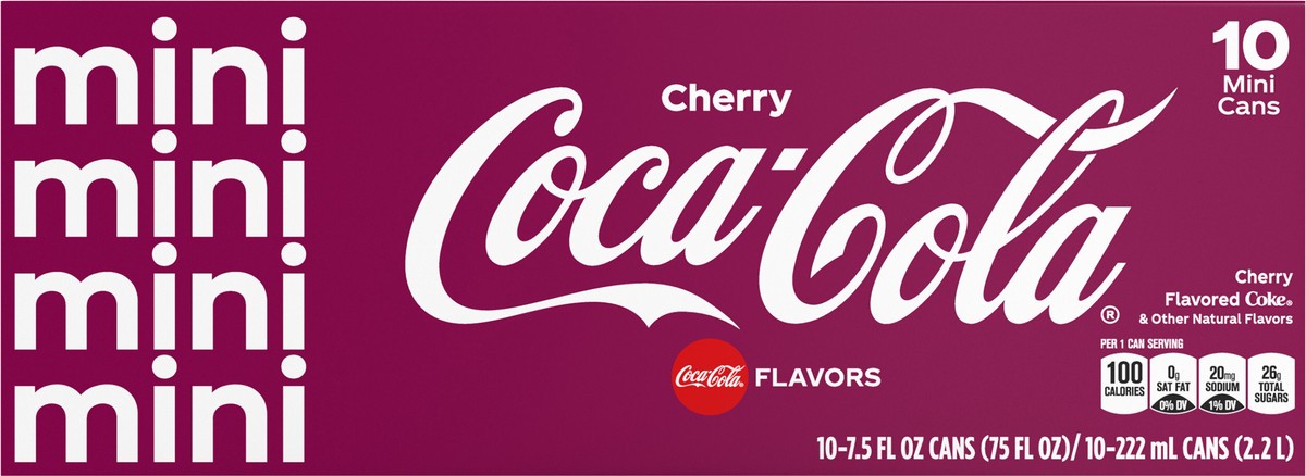 slide 4 of 9, Coca-Cola Cherry Fridge Pack Cans, 7.5 fl oz, 10 Pack, 10 ct