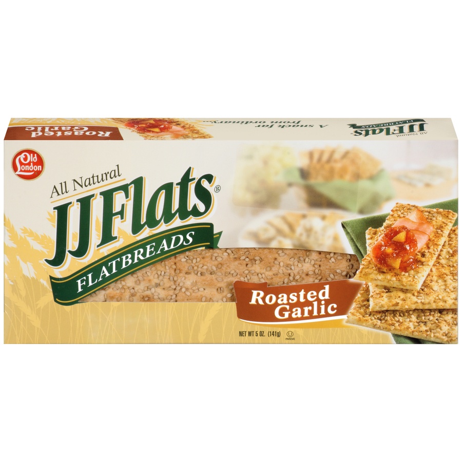 slide 1 of 3, JJ Flats Breadflats, Garlic, 5 oz