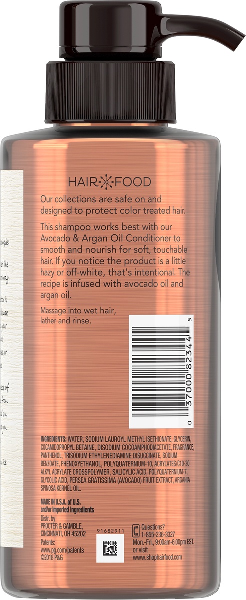 slide 4 of 5, Hair Food Avocado & Argan Oil Sulfate Free Shampoo,oz, Dye Free Smoothing, 10.1 fl oz