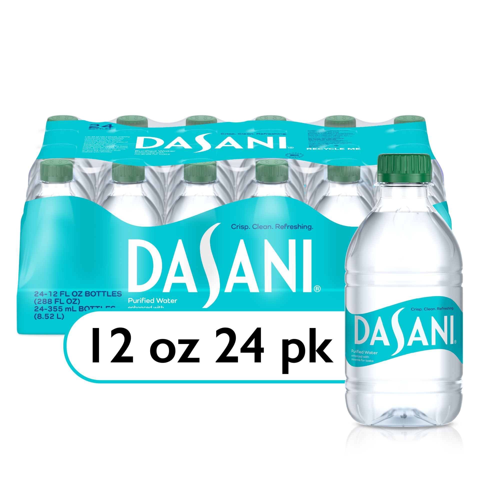 slide 1 of 4, DASANI Purified Water Bottles Enhanced with Minerals, 12 fl oz, 24 Pack, 288 fl oz
