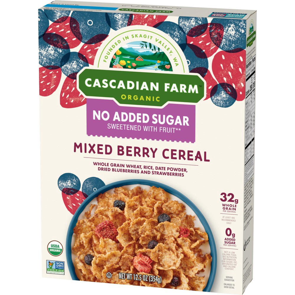 slide 5 of 6, Cascadian Farm Organic Mixed Berry Cereal, No Added Sugar, 12.5 oz, 12.5 oz