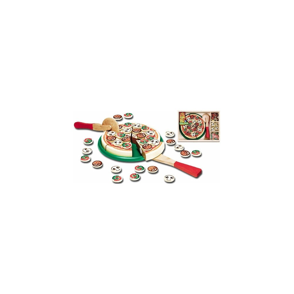 slide 1 of 1, Melissa & Doug Pizza Party Wooden Play Food Set With 18Toppings, 1 ct