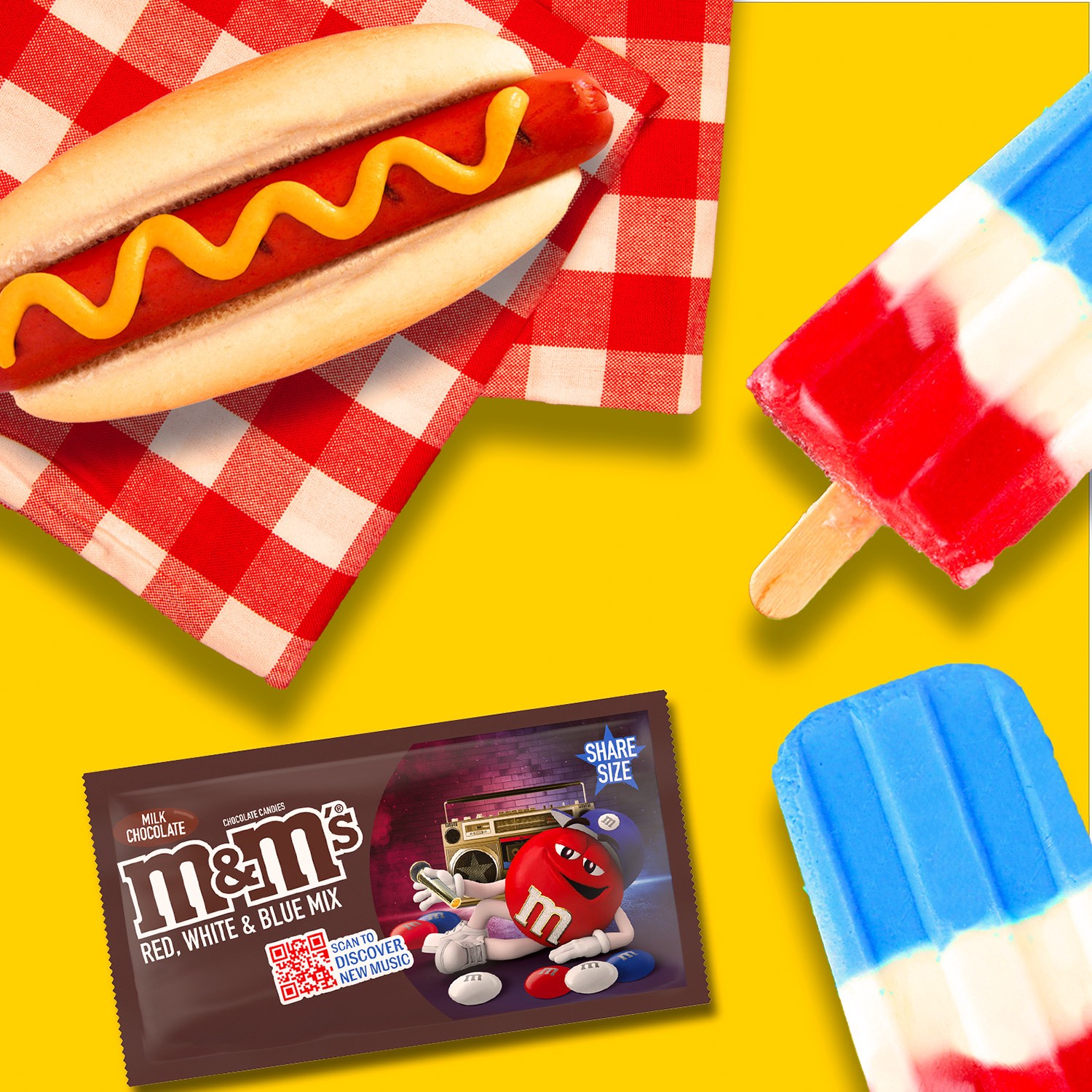 slide 5 of 8, M&M's Summer Red, White & Blue Assorted Milk Chocolate Candy, Share Size, 3.14 Oz Bag, 1 ct