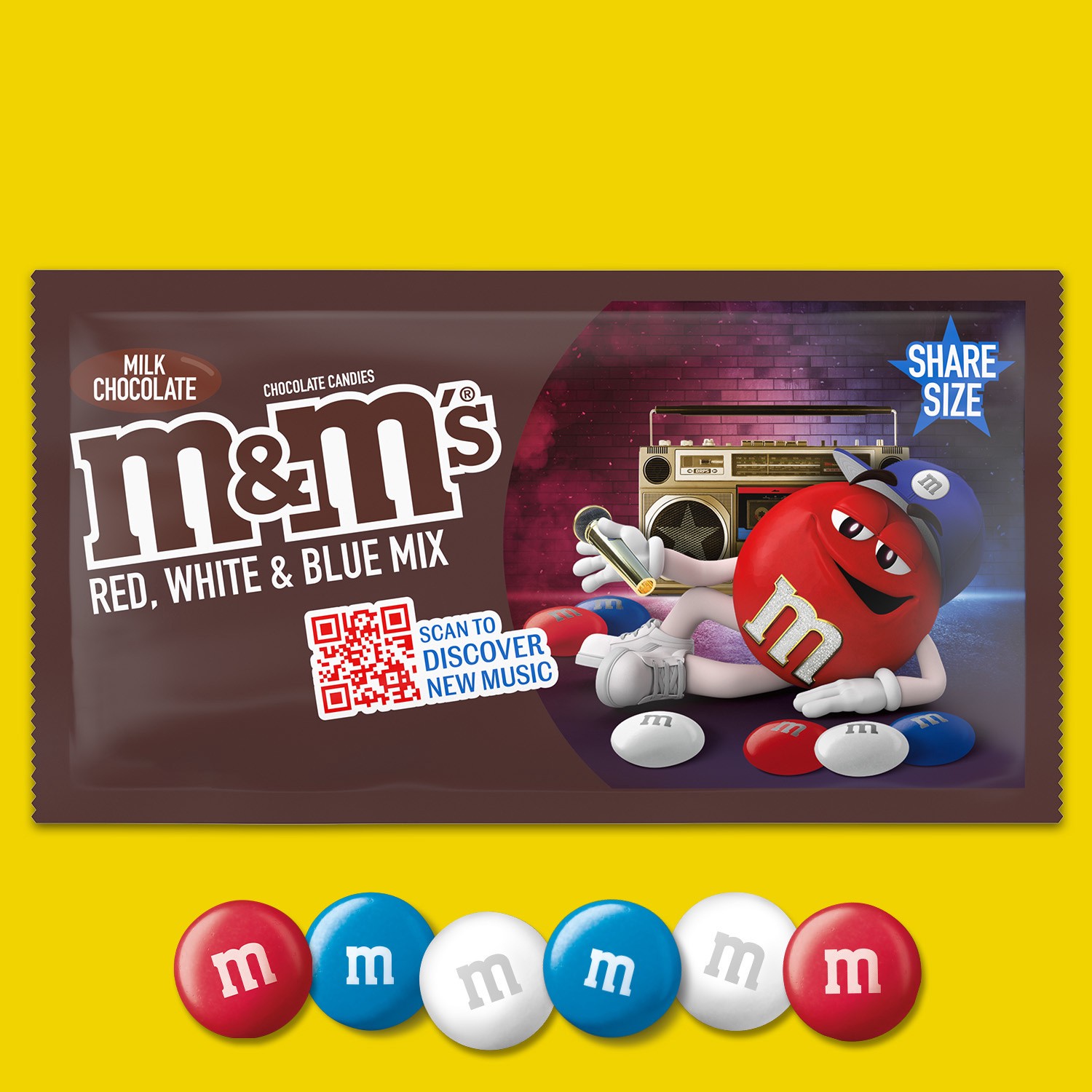 slide 4 of 8, M&M's Summer Red, White & Blue Assorted Milk Chocolate Candy, Share Size, 3.14 Oz Bag, 1 ct