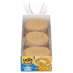 Udi's Gluten Free Soft & Delicious White English Muffins, Frozen, 15.07 oz. 6 Count