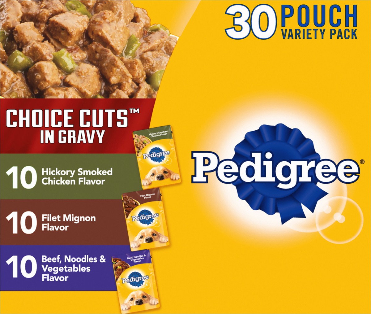 slide 5 of 9, Pedigree Choice Cuts in Gravy Chicken, Beef Adult Wet Dog Food - 3.5oz/30ct, 3.5 oz, 30 ct