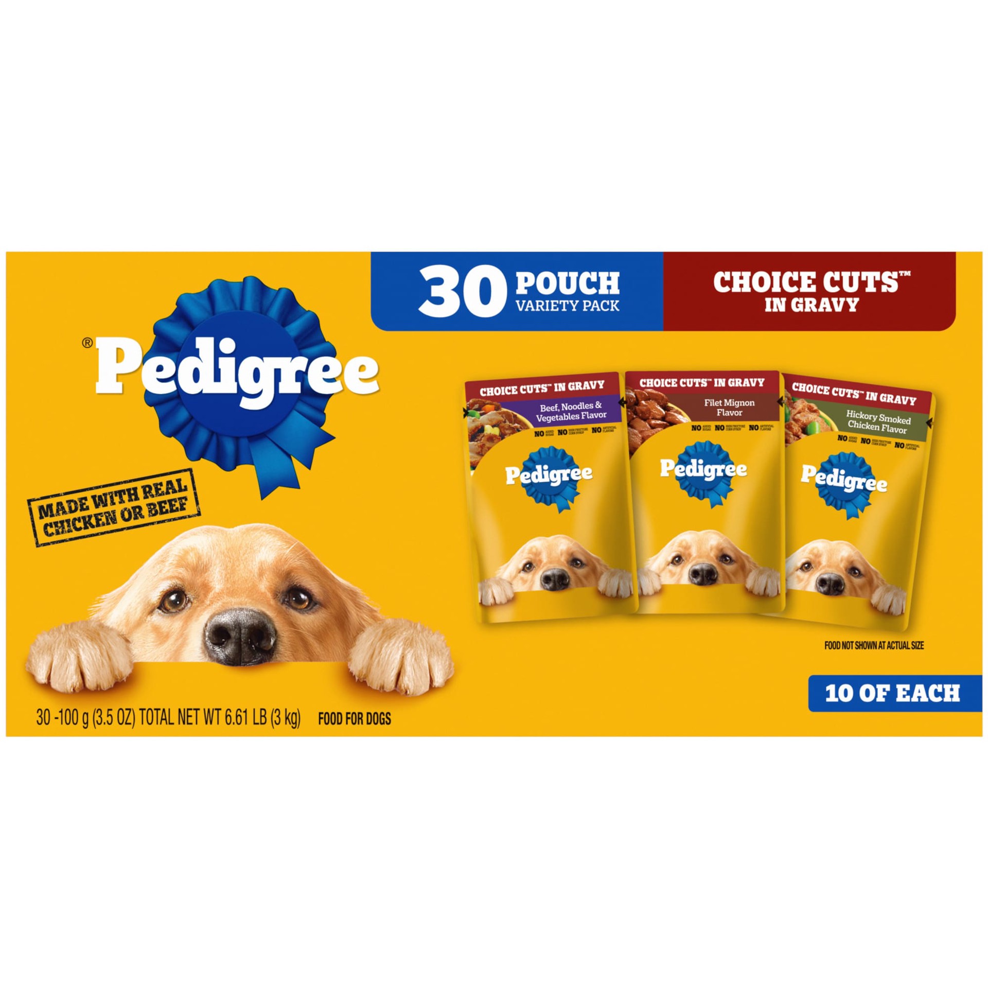 slide 1 of 9, Pedigree Choice Cuts in Gravy Chicken, Beef Adult Wet Dog Food - 3.5oz/30ct, 3.5 oz, 30 ct