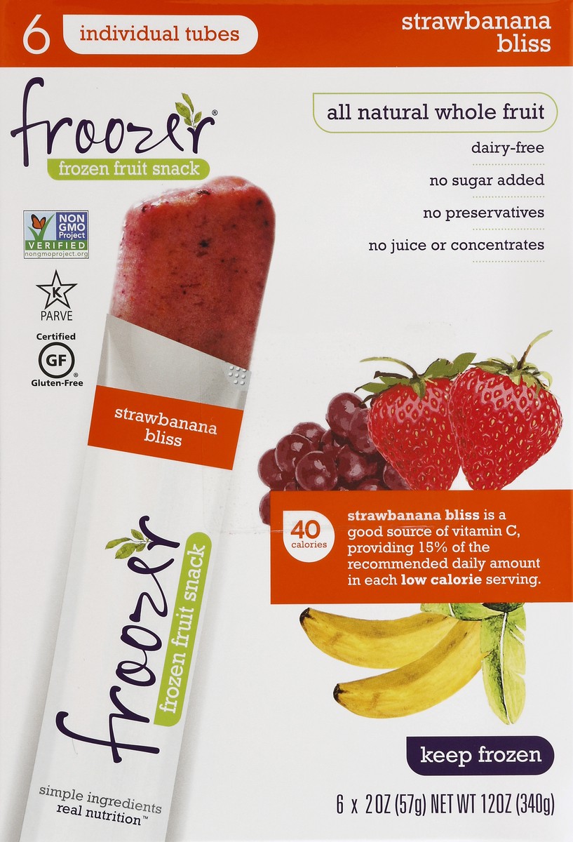 slide 5 of 5, Froozer Frozen Fruit Snack Strawbanana Bliss, 6 ct; 12 fl oz