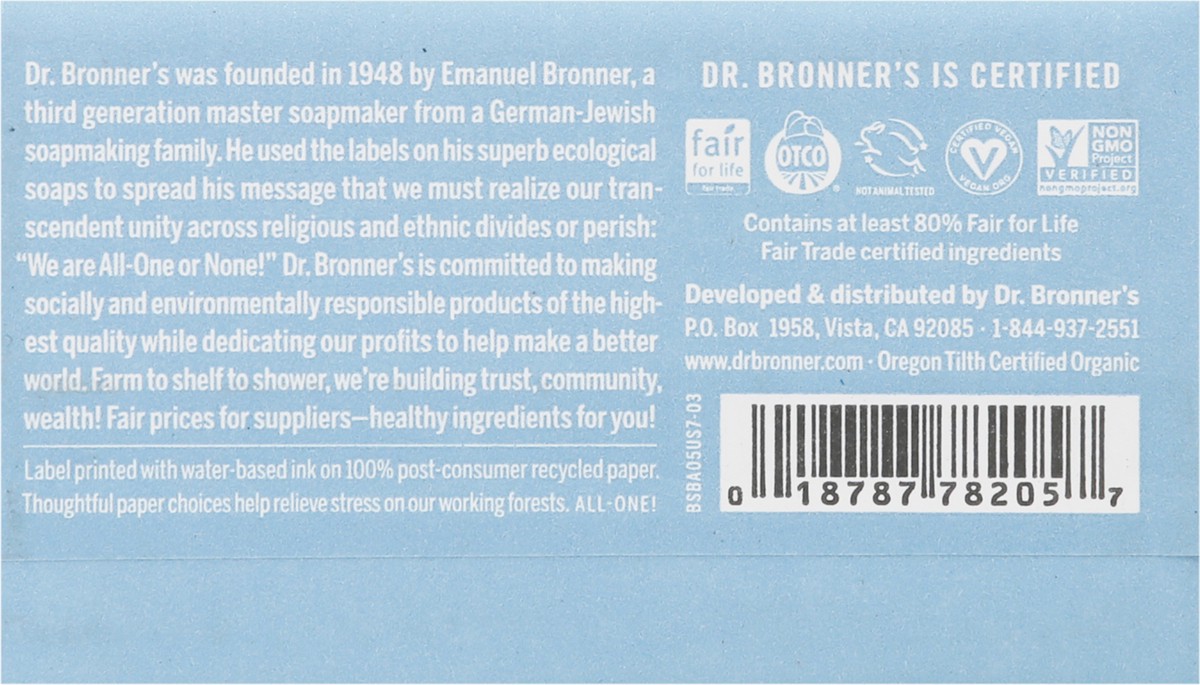 slide 3 of 13, Dr. Bronner's All-One Hemp Baby Unscented Pure-Castile Bar Soap 5 oz, 5 oz