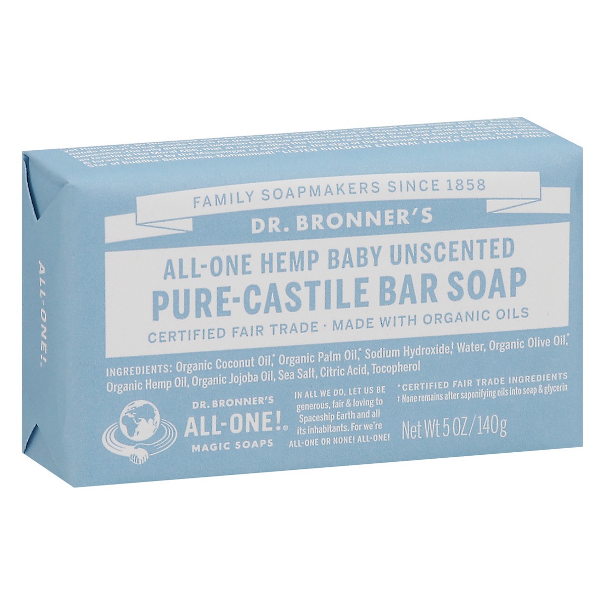 slide 12 of 13, Dr. Bronner's All-One Hemp Baby Unscented Pure-Castile Bar Soap 5 oz, 5 oz