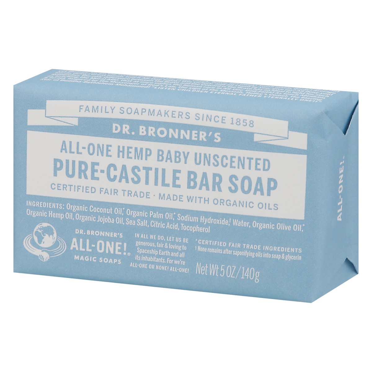 slide 9 of 13, Dr. Bronner's All-One Hemp Baby Unscented Pure-Castile Bar Soap 5 oz, 5 oz