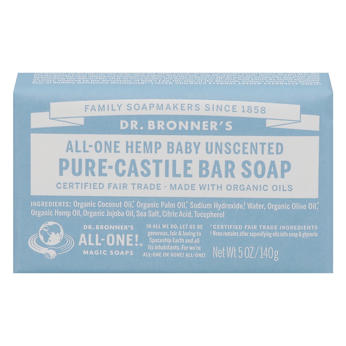 slide 1 of 13, Dr. Bronner's All-One Hemp Baby Unscented Pure-Castile Bar Soap 5 oz, 5 oz