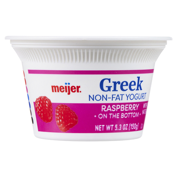 slide 11 of 21, Meijer Greek Nonfat Yogurt Raspberry, 5.3 oz