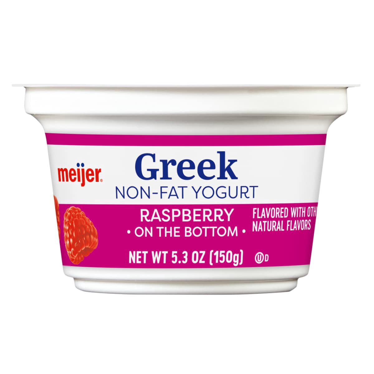 slide 1 of 21, Meijer Greek Nonfat Yogurt Raspberry, 5.3 oz