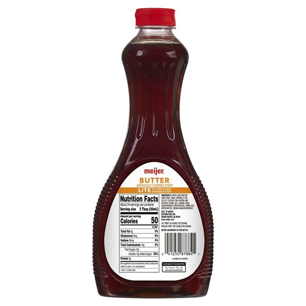 slide 4 of 5, Meijer Lite Butter Flavored Syrup, 24 oz