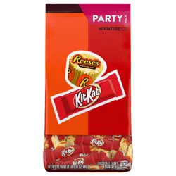 Kit Kat and Reese's Assorted Milk Chocolate Flavored Miniatures Candy Party Pack - 33.36 oz