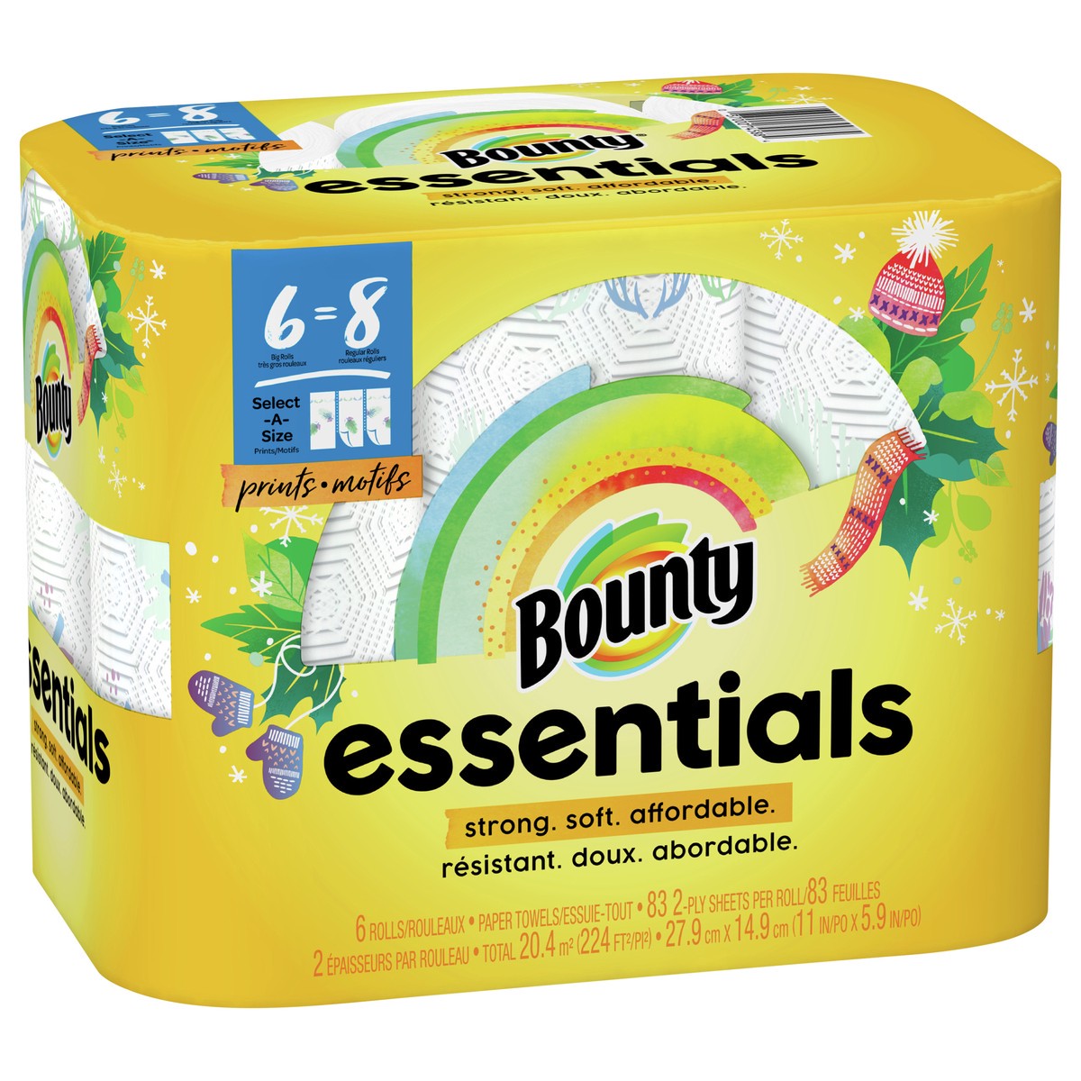 slide 4 of 5, Bounty Essentials Select-A-Size Prints Big Rolls 2-Ply Paper Towels 6 ea Bag, 12 ct