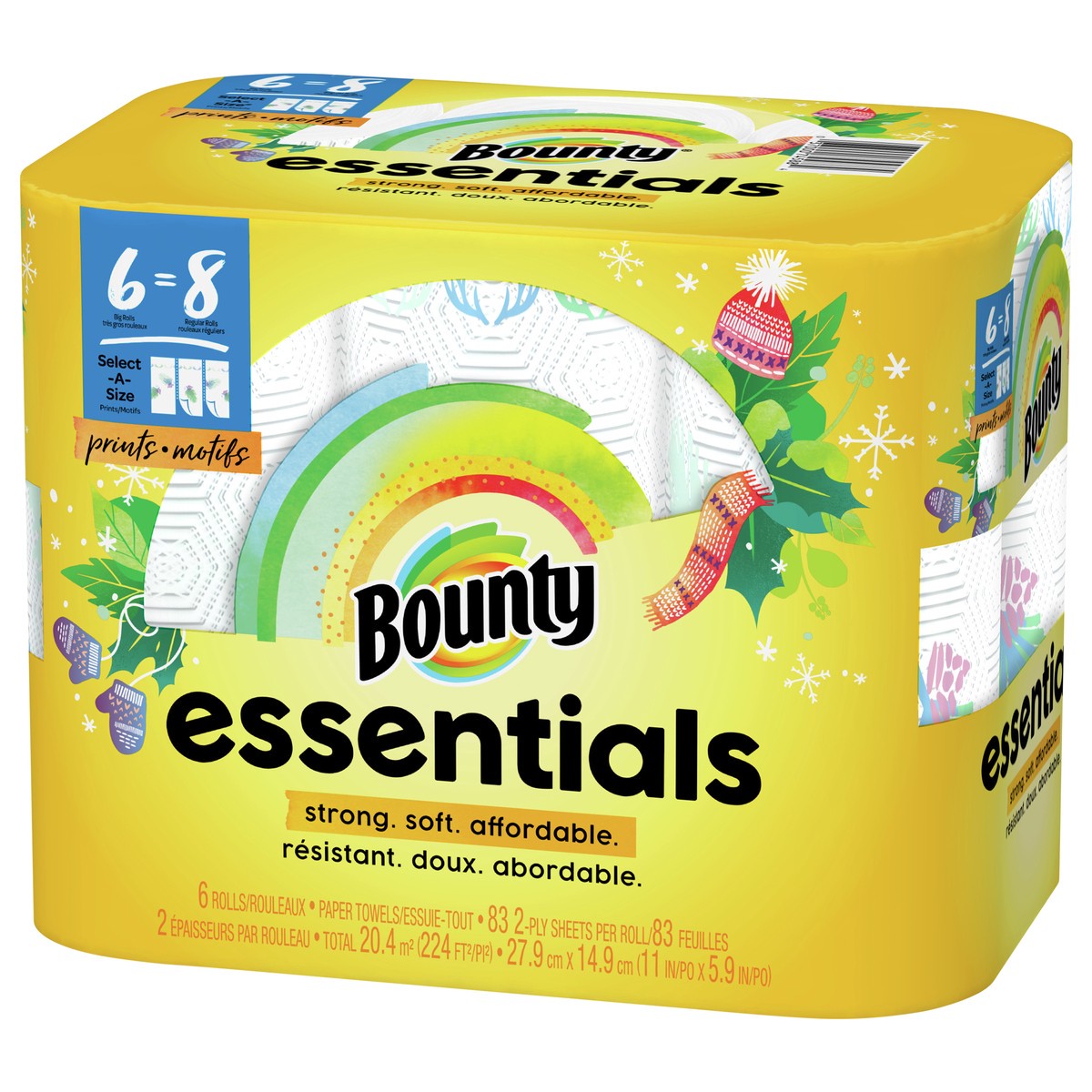 slide 5 of 5, Bounty Essentials Select-A-Size Prints Big Rolls 2-Ply Paper Towels 6 ea Bag, 12 ct