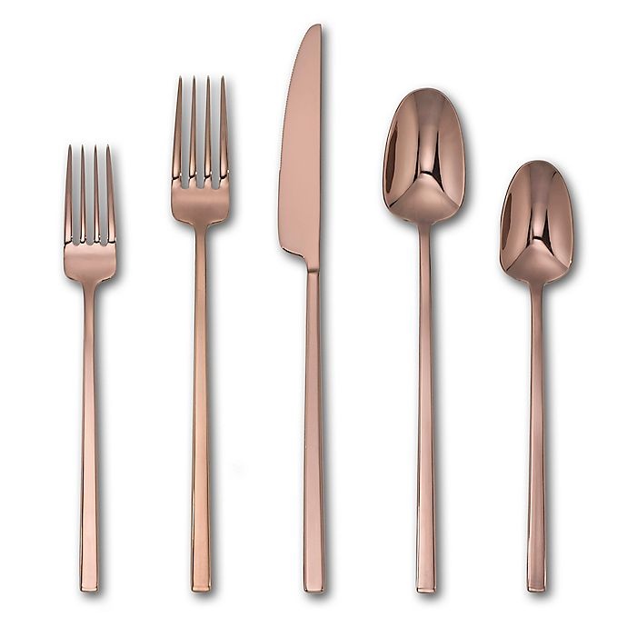 slide 1 of 1, Artisanal Kitchen Supply Edge Mirror Flatware Set - Copper, 20 ct