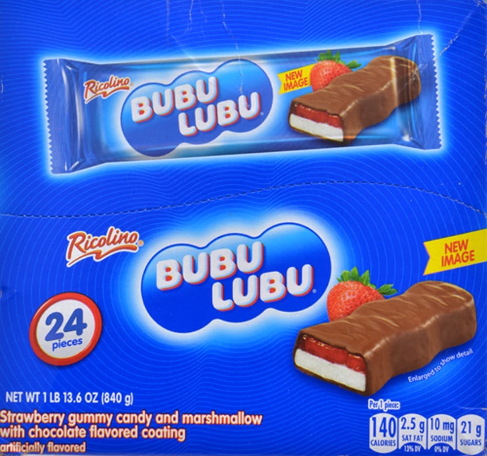 slide 1 of 1, Ricolino Bubu Lubu Strawberry And Marshmallow Chocolate Covered Treat, 13.52 oz