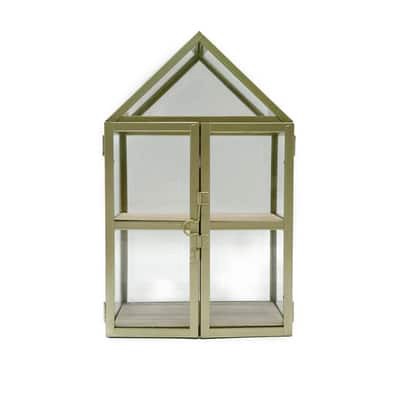 slide 1 of 5, 10" Gold Metal & Glass Terrarium House By Ashland, 10 in