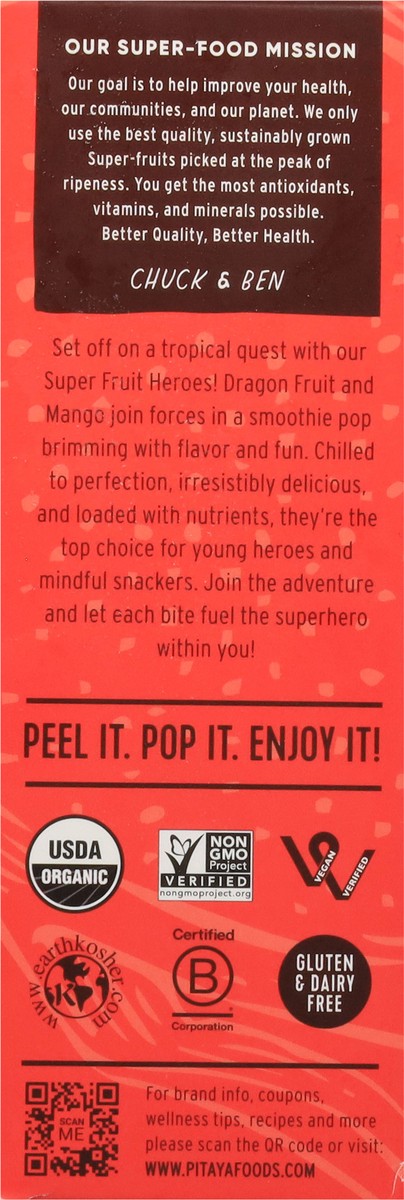 slide 13 of 18, Pitaya Foods Organic Dragon Fruit & Mango Smoothie Pops 4 - 3 fl oz Pops, 4 ct