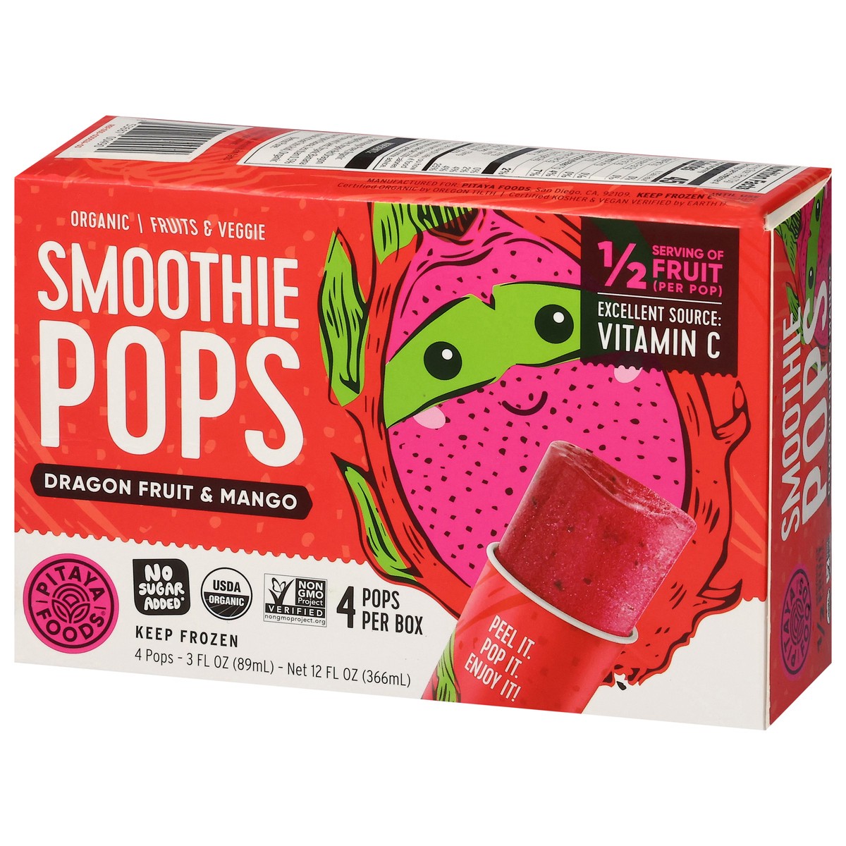 slide 10 of 18, Pitaya Foods Organic Dragon Fruit & Mango Smoothie Pops 4 - 3 fl oz Pops, 4 ct