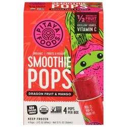 Pitaya Foods Organic Dragon Fruit & Mango Smoothie Pops 4 - 3 fl oz Pops