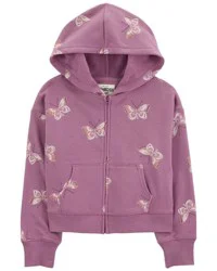 Oshkosh Kid Butterfly Print Fleece Jacket Purple 12