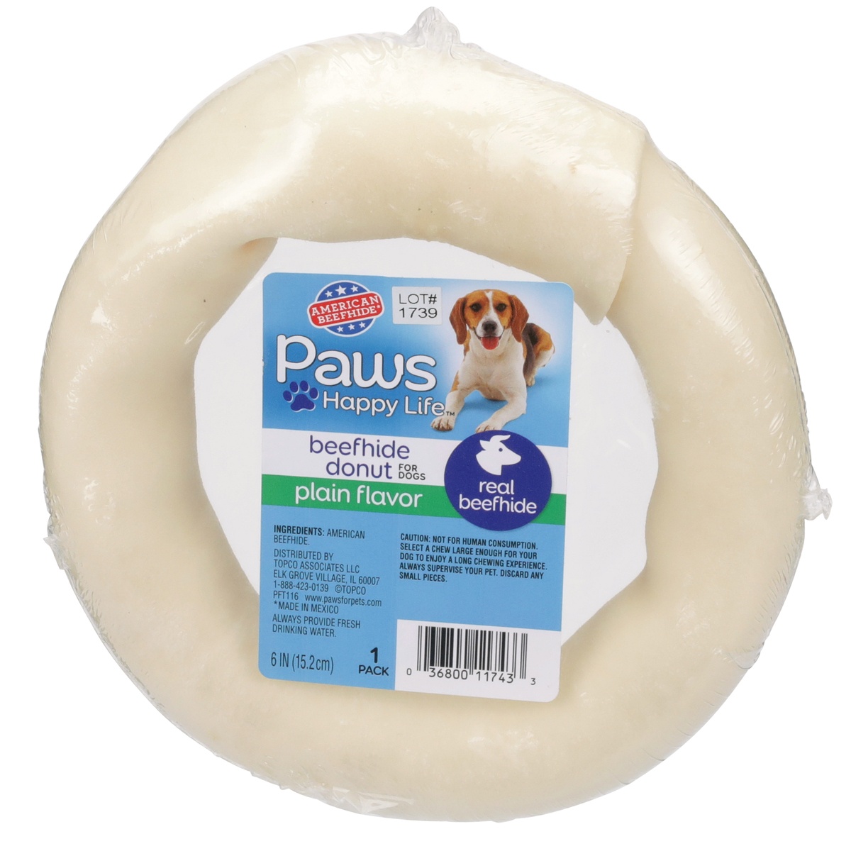 slide 1 of 1, Paws Happy Life Paws Rawhide Donut, 1 ct