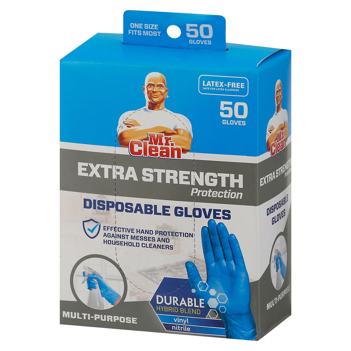 slide 7 of 9, Mr. Clean Latex-Free Multi-Purpose Extra Strength Protection Disposable Gloves 50 ea, 50 ct