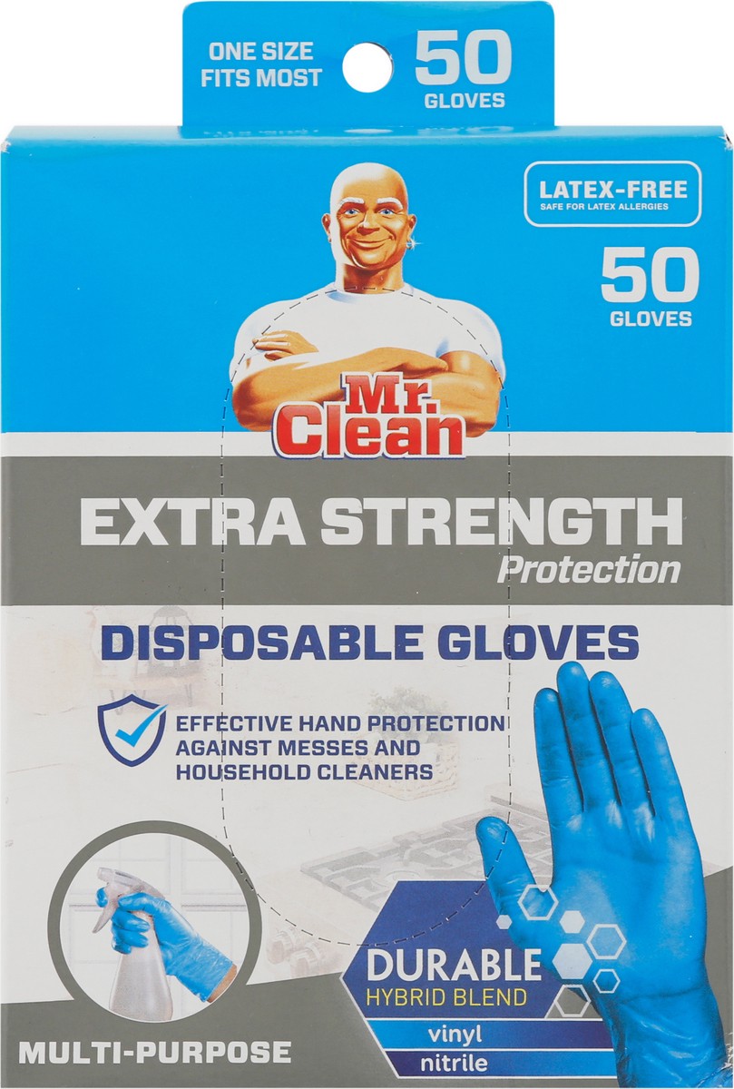 slide 8 of 9, Mr. Clean Latex-Free Multi-Purpose Extra Strength Protection Disposable Gloves 50 ea, 50 ct