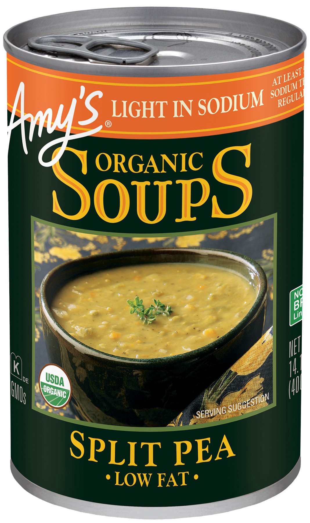 slide 1 of 1, Amy's Organic Low Fat Low Sodium Split Pea Soup, 