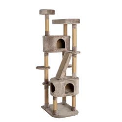 Whisker City Plush Mansion Cat Tree, Taupe, 70-in