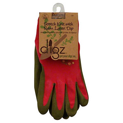 slide 1 of 1, Digz Stretch Knit with Foam Latex Dip Gloves, MED