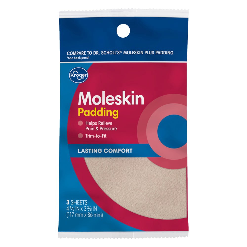 slide 2 of 2, Kroger Super Adhesive Moleskin Padding, 3 ct