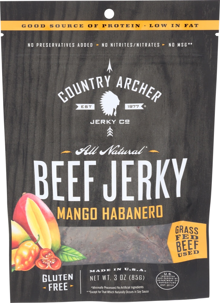 slide 1 of 4, Country Archer Mango Habanero Beef Jerky, 3 oz