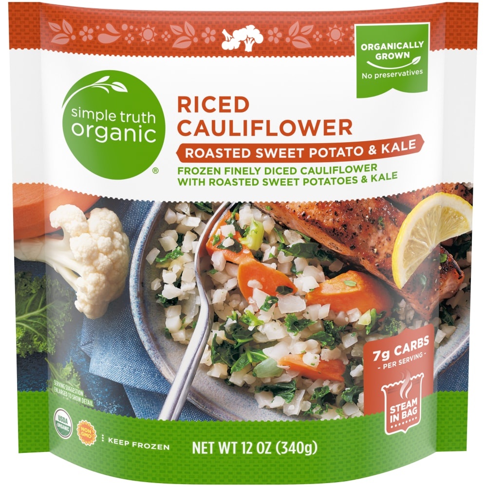 slide 1 of 1, Simple Truth Organic Roasted Sweet Potato & Kale Riced Cauliflower, 12 oz