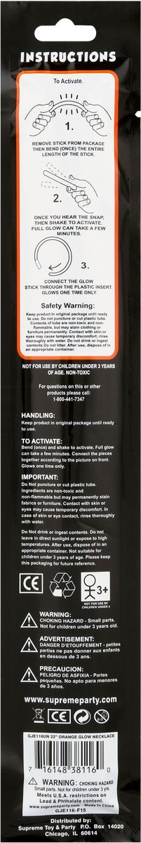 slide 5 of 9, Supreme Orange Glow Necklace 22 Inch, 22 in